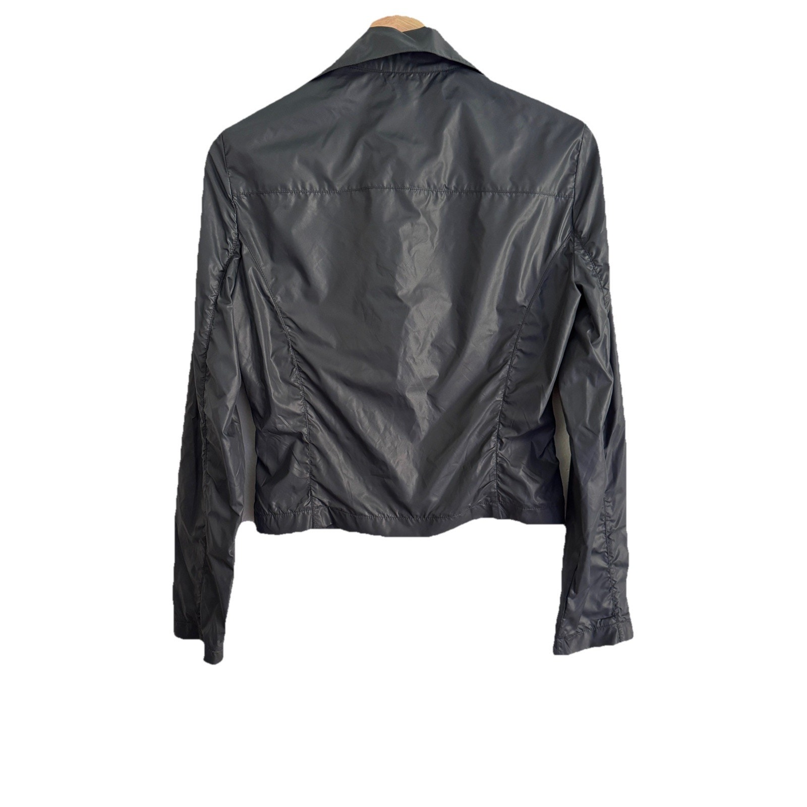 Fiorucci Dark Grey Women’s Lightweight Cropped Biker Rain Coat Us 2 Edgy Moto — image 6 of 8